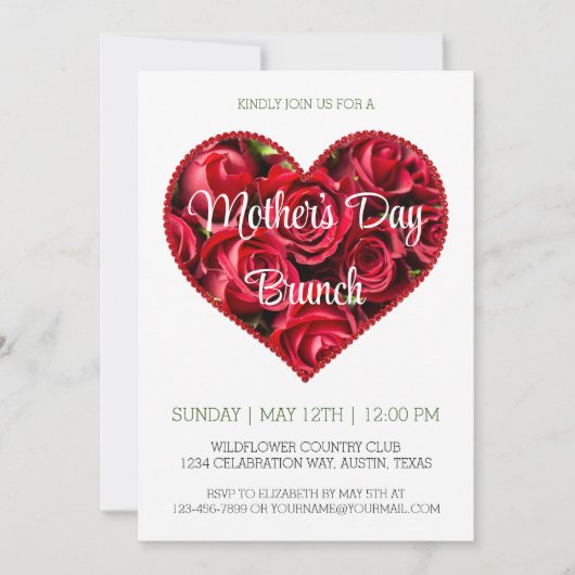 Red Floral Modern Moederdag Brunch Uitnodiging (Voorkant)