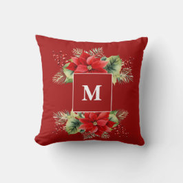 Red Floral Monogram Kussen