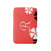 Red Floral Monogram Minimalist Plush Badmat (Voorkant Verticaal)