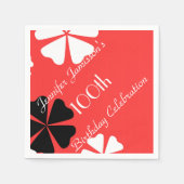Red Floral, naam, 100th Birthday Party Paper Servetten (Voorkant)