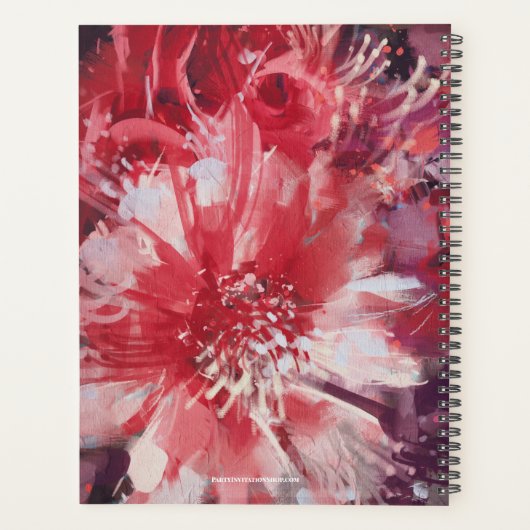 Red Floral op maat Planner (Achterkant)