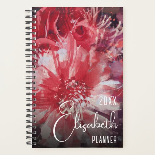 Red Floral op maat Planner (Voorkant)