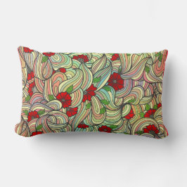 Red Floral Patroon met kleurrijke zachte vleugelli Kussen