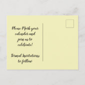  Red Floral Patroon sparen de Datum Aankondigingskaart (Achterkant)