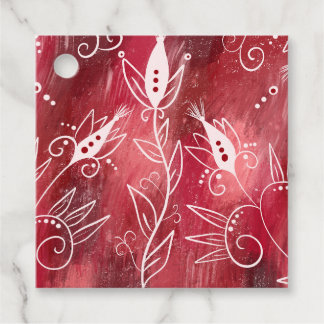Red Floral Pattern Bedankjes Labels