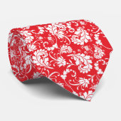 Red Floral Pattern Custom Necktie Stropdas (Opgerold)
