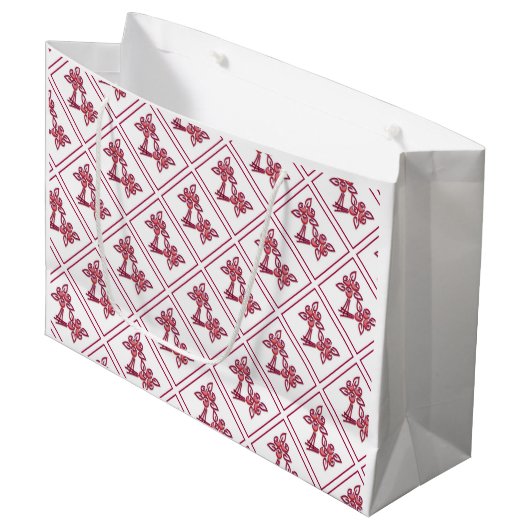 Red Floral Pattern Gift Bag Groot Cadeauzakje (Voorkant Gekanteld)