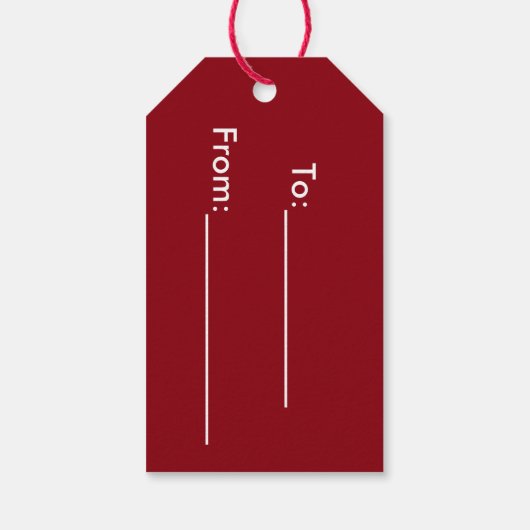 Red Floral Pattern Gift Label Cadeaulabel (Achterkant)