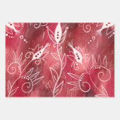 Red Floral Pattern Inpakpapier Vel (Voorkant 3)