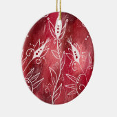 Red Floral Pattern Keramisch Ornament (Rechts)