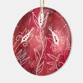 Red Floral Pattern Keramisch Ornament (Links)