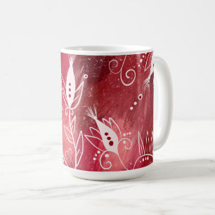 Red Floral Pattern Koffiemok