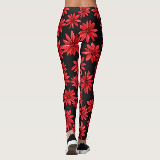 Red Floral Pattern Leggings (Achterkant)
