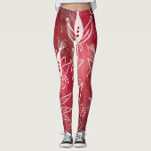 Red Floral Pattern Leggings (Voorkant)