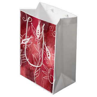 Red Floral Pattern Medium Cadeauzakje