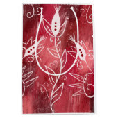 Red Floral Pattern Medium Cadeauzakje (Voorkant)