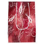 Red Floral Pattern Medium Cadeauzakje (Achterkant)