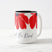 Red Floral Pattern Mug Tweekleurige Koffiemok (Voorkant rechts)