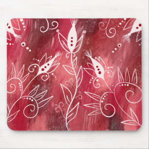 Red Floral Pattern Muismat