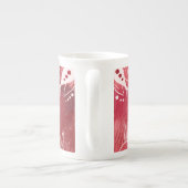 Red Floral Pattern Porselein Kop (Achterkant)