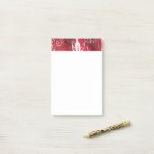 Red Floral Pattern Post-it® Notes (Op bureau)