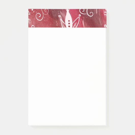 Red Floral Pattern Post-it® Notes (Voorkant)