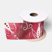 Red Floral Pattern Satijnen Lint (Spoel)