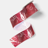 Red Floral Pattern Satijnen Lint (Achterkant)