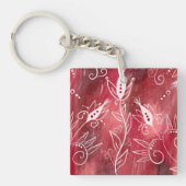 Red Floral Pattern Sleutelhanger (Voorkant)