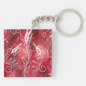 Red Floral Pattern Sleutelhanger (Achterkant)