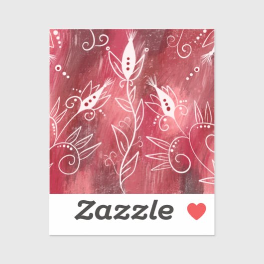 Red Floral Pattern Sticker (Vel)