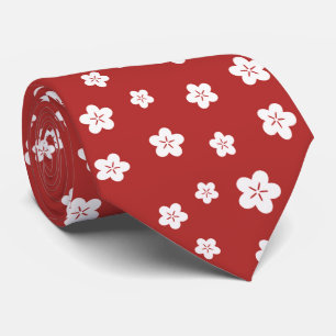 Red Floral Pattern Stropdas