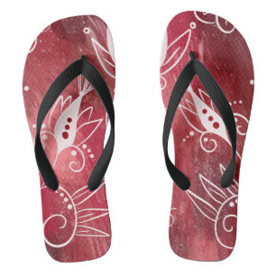 Red Floral Pattern Teenslippers