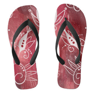 Red Floral Pattern Teenslippers