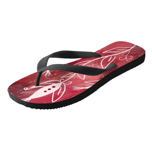 Red Floral Pattern Teenslippers (Schuin)