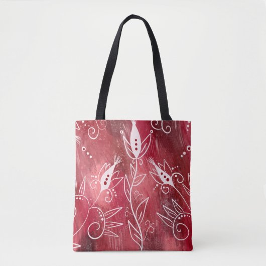 Red Floral Pattern Tote Bag (Voorkant)