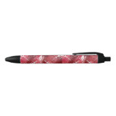 Red Floral Pattern Zwarte Inkt Pen (Bovenkant)