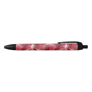 Red Floral Pattern Zwarte Inkt Pen