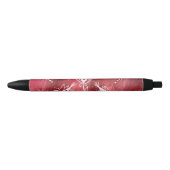 Red Floral Pattern Zwarte Inkt Pen (Voorkant)