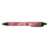 Red Floral Pattern Zwarte Inkt Pen (Bodem)
