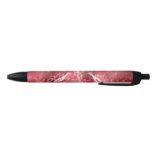Red Floral Pattern Zwarte Inkt Pen