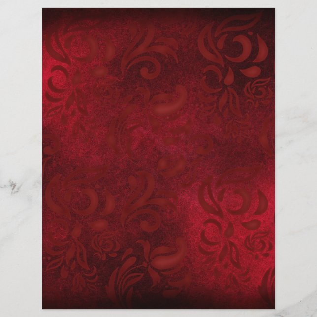 Red Floral Patterned Scrapbook Paper (Voorkant)