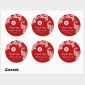 Red Floral Peacock Double Happiness Asian Wedding Ronde Sticker (Vel)