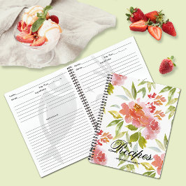Red Floral Personalized Recipe Notitieboek