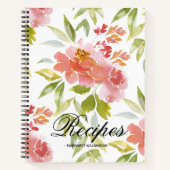 Red Floral Personalized Recipe Notitieboek (Voorkant)
