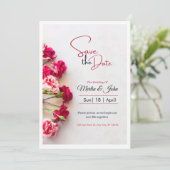 Red Floral Photo Wedding Save the Date Poster (Staand voorkant)
