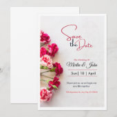 Red Floral Photo Wedding Save the Date Poster (Voorkant / Achterkant)