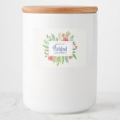 Red Floral Pickled Cummber Voedselcontainer Etiket (Voorkant)