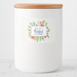 Red Floral Pickled Cummber Voedselcontainer Etiket