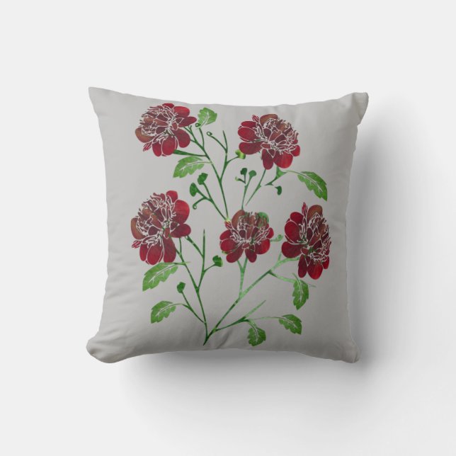 Red Floral Pillow Kussen (Voorkant)